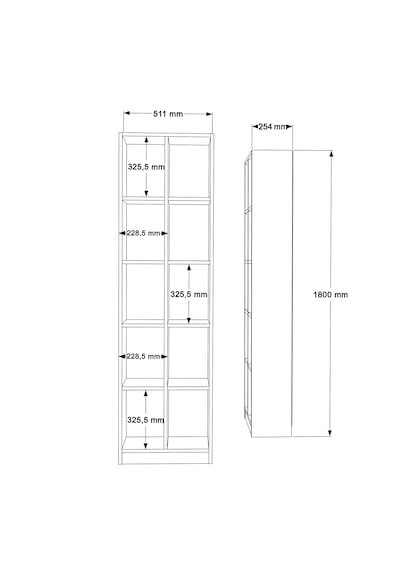 Robin Home Vera Geniş Kitaplık 10 Raflı 180cm Beyaz