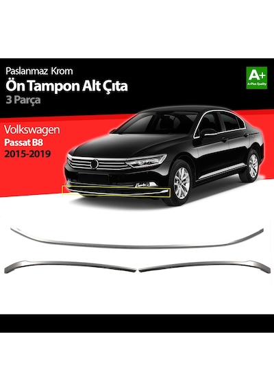 Vw Passat B8 Krom Ön Tampon Alt Çıtası 3 Parça 2015 2016 2017 2018 2019