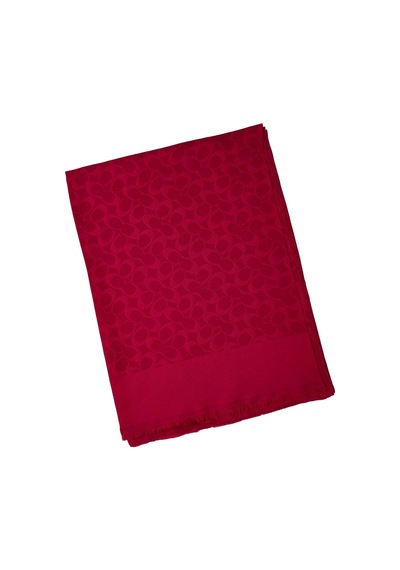 Mim Eşarp Işıl İpek - Pamuk Jakarlı C Desen Şal 75x190 Cm Bordo