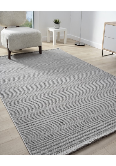 Mariesse Home Step Serisi Naturel Bukleli Yumuşak Dokulu Iskandinav Dokuma Halı Gri