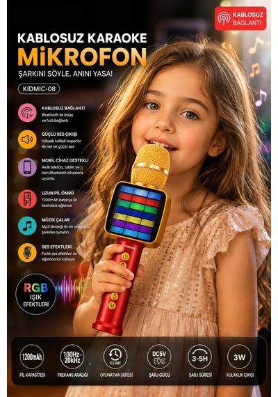 Kablosuz Karakoke Mikrofon Kıdmıc-8