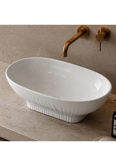 Ey-4821 Parlak Beyaz Tezgah Üstü Lavabo Renkli