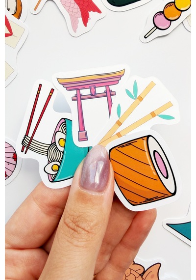 Japon Temalı Kültürel 42 Adet Sticker Paketi Japonya Laptop Termos Telefon Etiket Seti