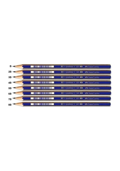 Faber Castell Dereceli Kurşun Kalem Resim Çizim Kalemi B,2b,3b,4b,5b,6b,7b,8b 1erli 8 Adet Siyah
