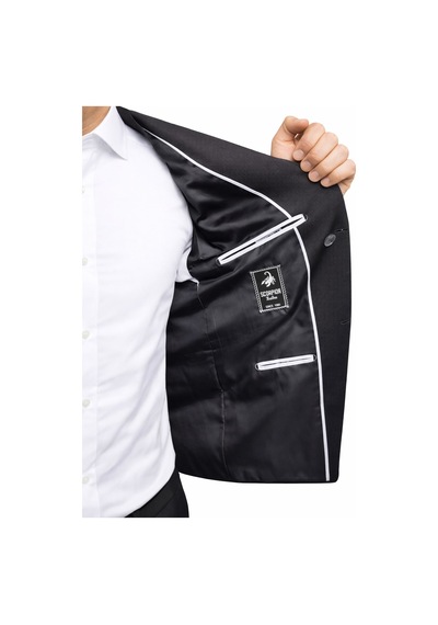 Plus Scorpion Erkek Kruvaze Blazer Ceket Slim Fit Premium Dokulu Şık Klasik Ceket Siyah