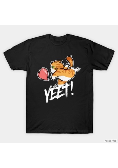 Tarzsokak Komik Yeet Kedi Kalbe Tekme Atan Sevgililer Günü Karşıtı El Çizimi Erkek Kadın %100 Pamuklu T Çok Renkli