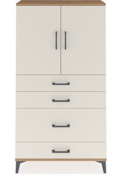 Arges Dolap 2 Raflı 4 Çekmeceli 2 Kapaklı 88x30x163 Çam-aytaşı Atlas Çam