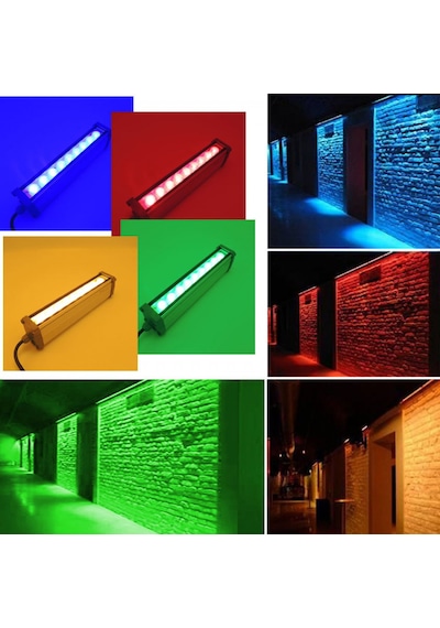 100 Cm Wallwasher Led Bina Dış Duvar Aydınlatma Mavi Işık Gri