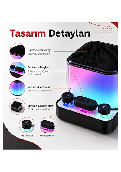 Mini Bluetooth Hoparlör Rgb Işıklı 5w Tws Fm Radyo Micro Sd Kart Destekli Şarjlı Ses Bombası Henüz Yorum Yazılmamış.