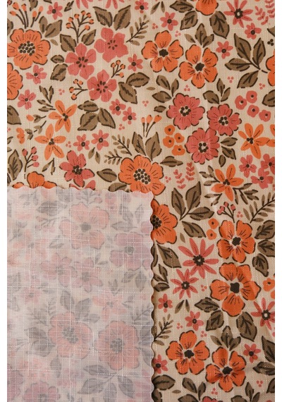 Pembe Bahar Dertsiz & Kolay Temizlenir Fırfırlı Masa Örtüsü 145x200 Cm Çok Renkli
