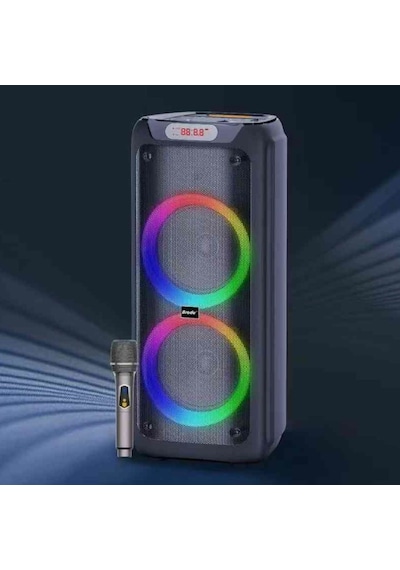 Rgb İşikli Kablosuz Mikrofonlu Fm,aux,tf,usb Girişli 2 10 İnch + Tweeter Çift Kablosuz Hoparlör