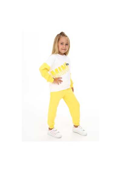 Toontoy Kids Toontoy Kız Çocuk Baskılı Eşofman Takım Koyu Sarı