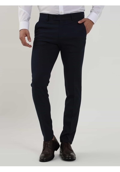 Dufy Lacivert Erkek Ekstra Slim Fit Melanj Desenli Klasik Pantolon - 103476-lacivert Lacivert