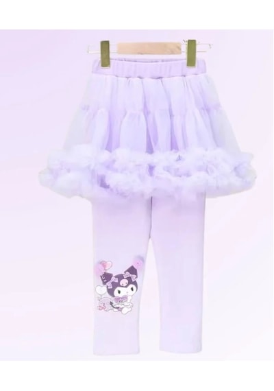 Petityu Kuromi Kışlık İçi Polar Tutu Etekli Tayt Mor