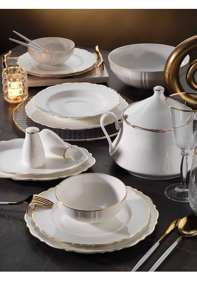 Aryıldız Bone Porselen 85 Parça Yemek Takımı Gold Ar34004