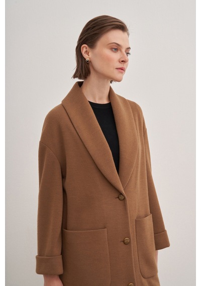 Aker 22123111 Geniş Cep Detaylı Hırka Camel Camel