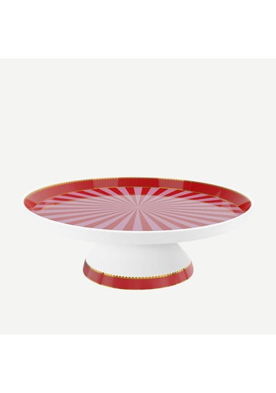 Kırmızı Pembe Porselen Kek Standı 24 Cm