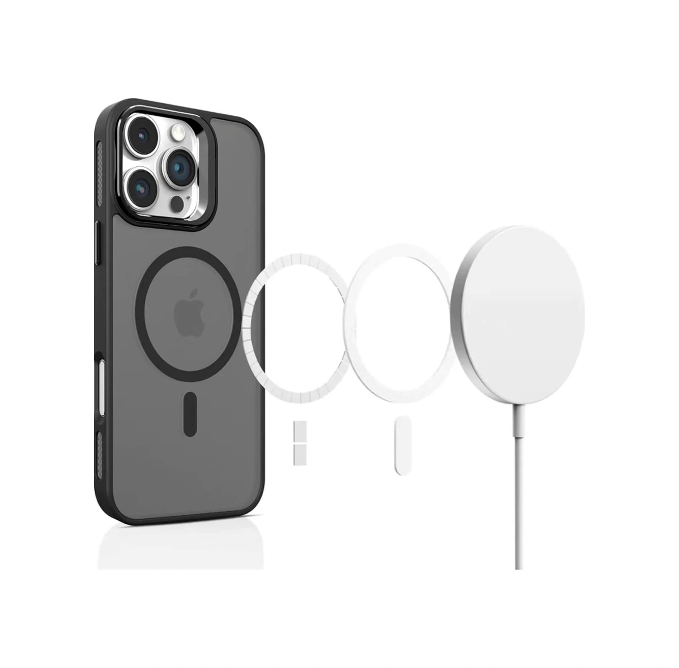 Apple Uyumlu iPhone 17 Pro Max Kılıf Armor Seri Magsafe Stand Özellikli Kamera Lensli Kapak Siyah