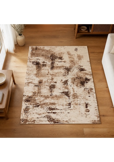 Kartela Halı Nivo Halı Kaymaz Taban Makinede Yıkanabilir Halı Kahverengi - 60 X 90 Cm
