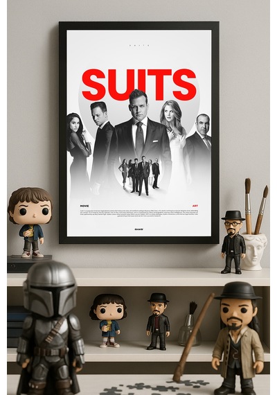 Suits Siyah Ahşap Çerçeveli Poster, Dizi Duvar Tablosu