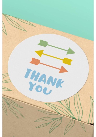 90 Adet Thank You Teşekkür Etiketi Ok Desenli 3x3cm St2029 Diğer