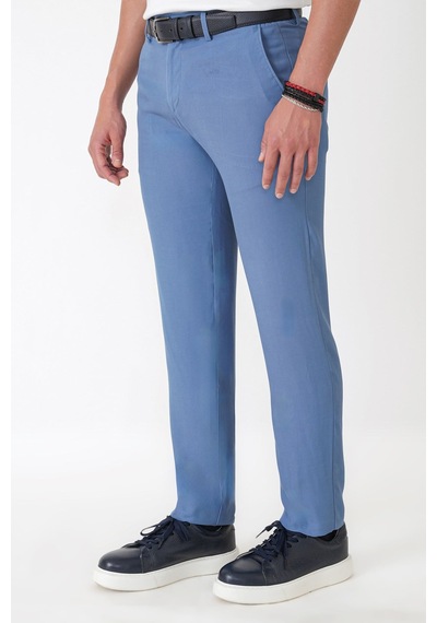 Comfort Fit Yan Cepli Pamuklu İndigo Pantolon P 1225