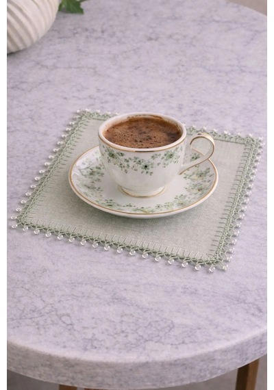 Kristal Boncuk Detaylı Nil Yeşili Sunum Peçetesi 20x20 Cm 1 Adet