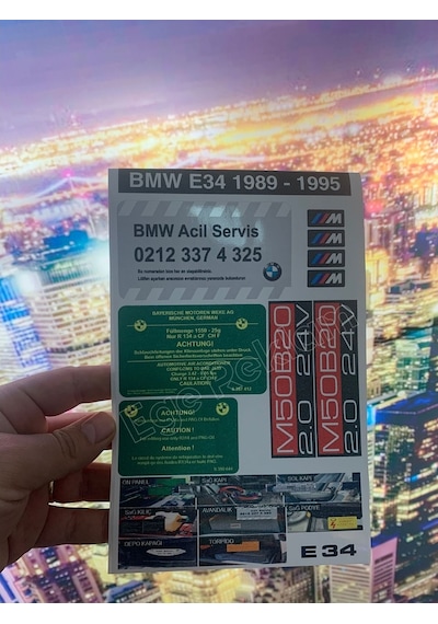 Bmw E34 Etiket Takımı Set Uv Baskı Atmaz Solmaz %100 Memnuniyet