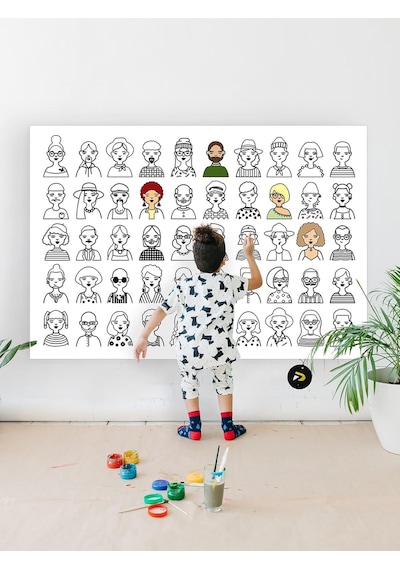 Postermanya Pster21316 Insanlar Ve Portreler Eğitici Dev Boyama Kağıdı, Çocuklar Için Aktivite Boyama Rulosu 90x130cm