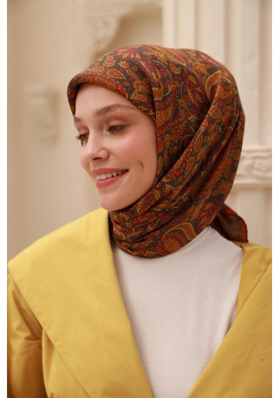 Silk Home Organik Eşarp 79015-16 Asker Yeşili, Turuncu, Yağ Yeşili, Asit