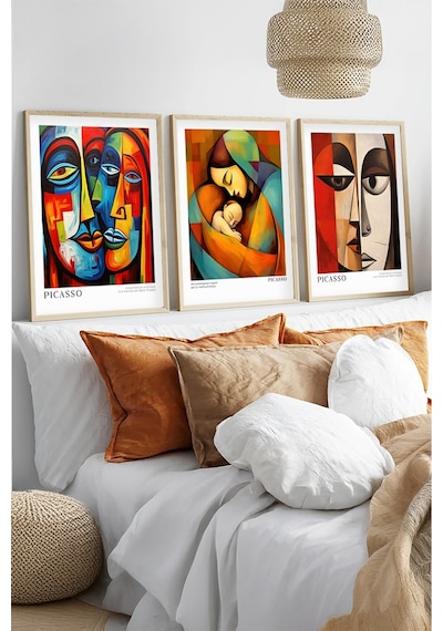 Huhuli Ahşap Çerçeveli Pablo Picasso Tablo Seti Huhu547