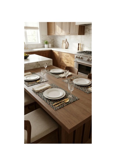 %100 Pamuk Siyah Simli Şeker Desenli Kumaş 4 Adet Amerikan Servis 35x45 Siyah - 900579047 Siyah