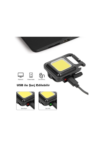 Mini Led, Anahtarlı El Feneri, Flash, Mıknatıslı , Su Geçirmez, Şişe Açacaklı , Şarjlı