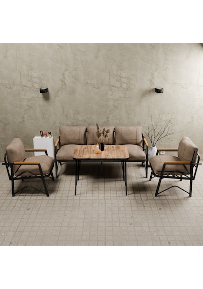 Mb Garden Furnıture Simetri Model, Balkon, Bahçe, Cafe, Metal Koltuk Takımı, Bahçe Takımı , Çay Seti, 3+1+1+masa Cappuccino