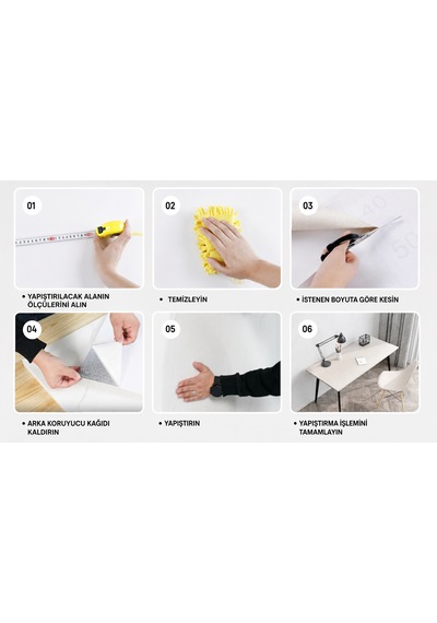 6 Adet Yapışkanlı Beyaz Mermer Desenli Sticker Dekoratif Duvar Ve Mobilya Kaplama 30x30 Cm