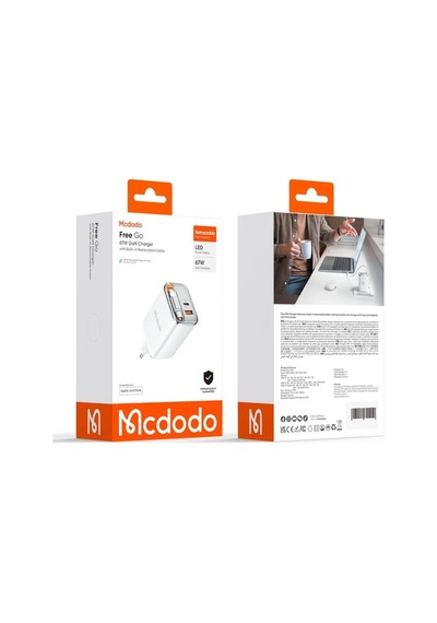 Mcdodo Ch-4103 Freego 67w Gan Hızlı Şarj Cihazı Dahili Kablolu Eu Plug Beyaz