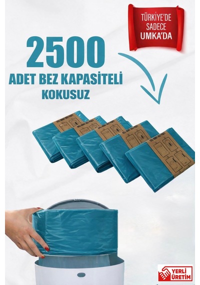 Korbell 16 Lt Kirli Bebek Bezi Kovaları İle Uyumlu Bebek Bezi Kapasiteli 5 Paket Kokusuz Yerli Poşet
