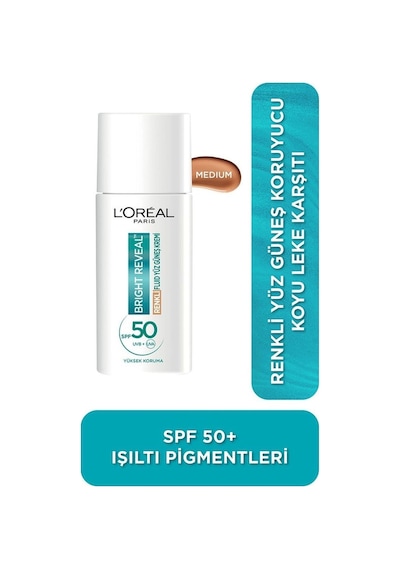 L Oréal Paris Bright Reveal Renkli Fluid Yüz Güneş Kremi Medium 50 Ml