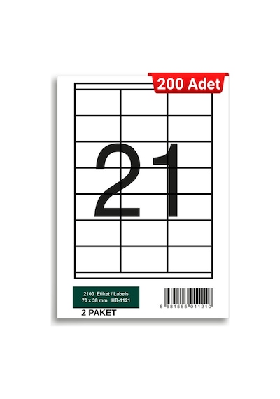 Herboy Hb-1121 70 X 38 Mm A4 Laser Etiket 200 Adet