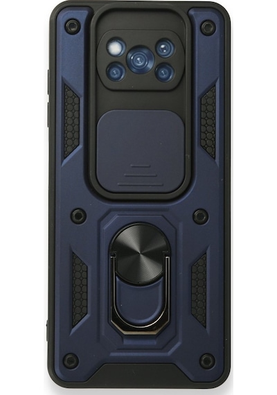Smcase Xiaomi Poco X3 NFC Kılıf Kamera Korumalı Yüzüklü Tank Pa