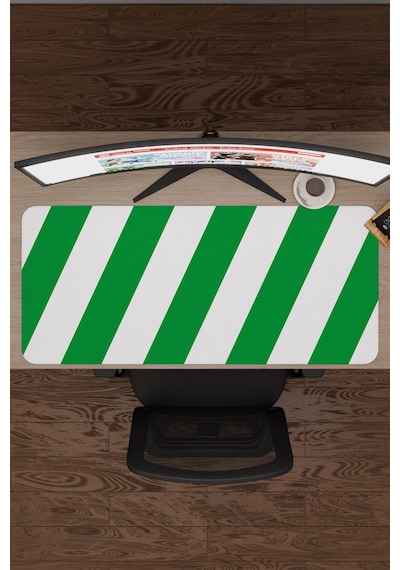 Yeşil Beyaz 90x40 Xxl Taraftar Gaming Oyuncu Mouse Pad Kaymaz Taban Büyük Klavye Fare Altlığı Şerit