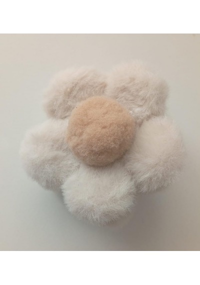 Tüylü Çiçek Kıskaç Toka Güçlü Tutucu, Kaymaz Tasarım Günlük Ve Özel Gün Saç Aksesuarı Krem Rengi Diğer
