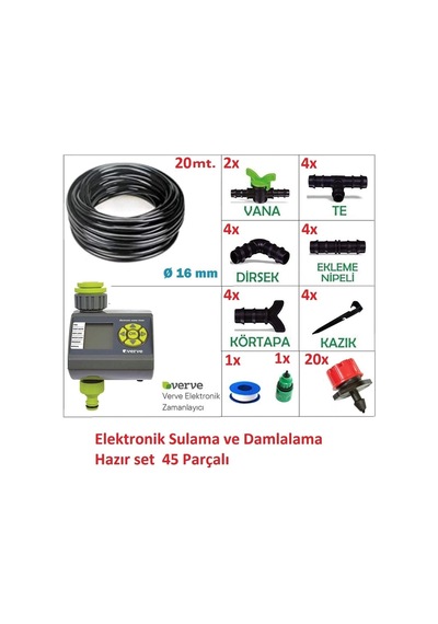 Depolife Verve Elektronik Bahçe Sulama Sistemi 20 Metre Damlalama Sulama Sistemi Ve Ekleme Parçalı Set Sku: Smgstka6493f0469