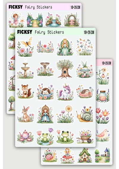 Sevimli Çiçek Perisi Sticker Seti - 60 Adet Peri Etiket Çıkartma Diğer