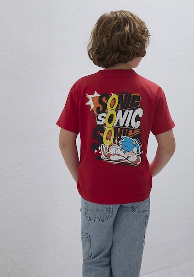 Mavi - Sonic Baskılı Kırmızı Tişört 6610431-70478 Kırmızı