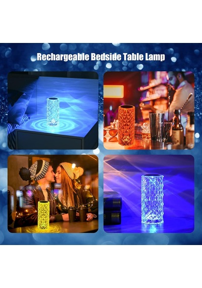 Yüksek Kalite Renkli Kristal Masa Lambası Usb Rgb Multi Colors Totch Lamp Kumandalı Yılbaşı Işığı