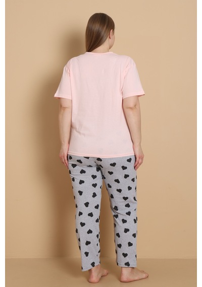 Wordex Mirano 4515 Kalpli Kısa Kollu Pamuklu Penye Büyük Beden Kadın Pijama Takımı Soft Pembe Wordex Mirano 4515 Kalpli Kısa Kollu Pamuklu Penye Büyük Beden Kadın Pijama Takımı Soft Pembe