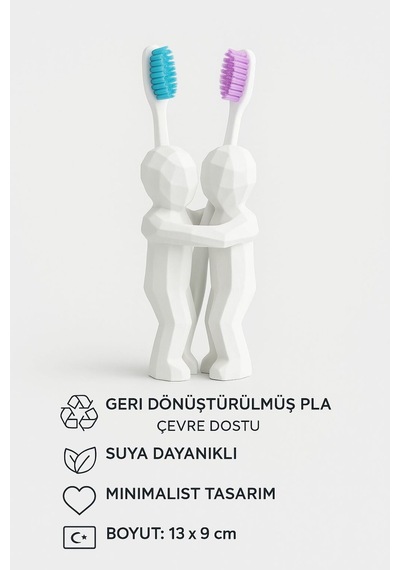 3d Hediye Çiftler İçin Diş Fırçalığı Minimalist Banyo Aksesuarı Geri Dönüştürülmüş Pla 13 X 9 Cm 26311935