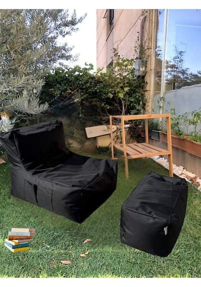 Xxl Sedir Armut Koltuk Ve Ayakucu Pufu Siyah