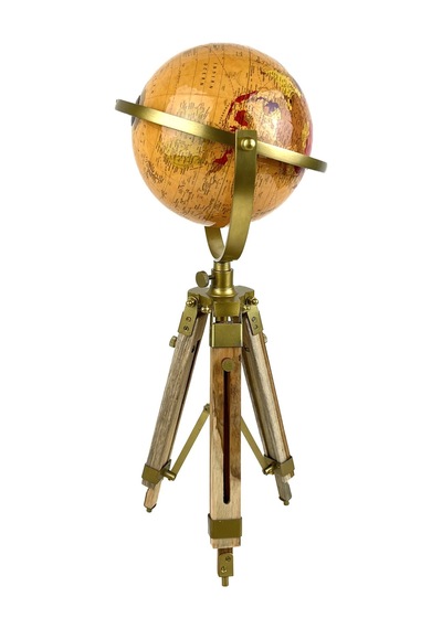 Premium Dekoratif Ayaklı Dünya Küresi - Ahşap/gold Vintage Tasarım - 50 Cm